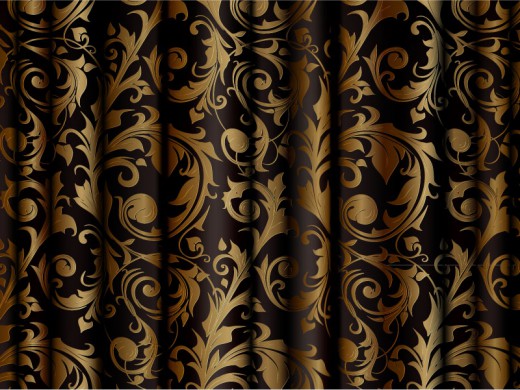 华丽金色花纹绸布设计矢量素材普贤居素材网精选
