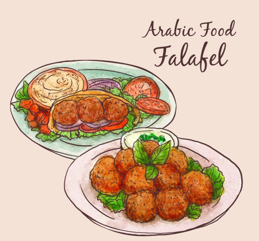 彩绘沙特阿拉伯美食矢量素材16素材网精选