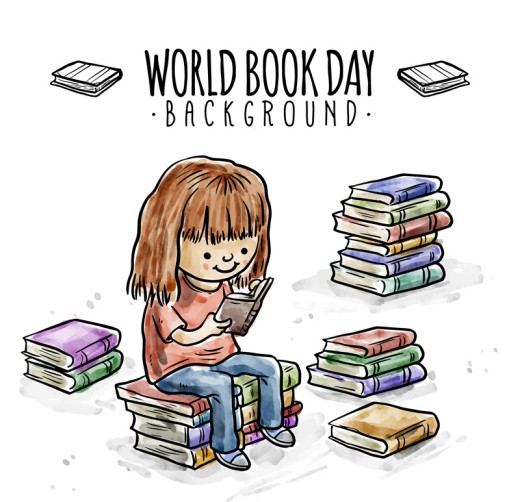 世界读书日读书的女孩矢量素材16图库网精选