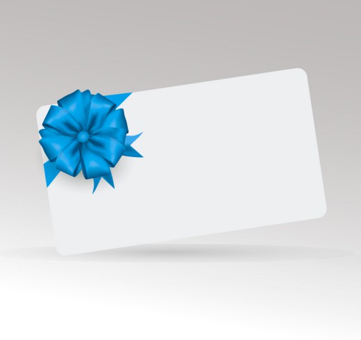 蓝色丝带花装饰空白卡片矢量素材16图库网精选
