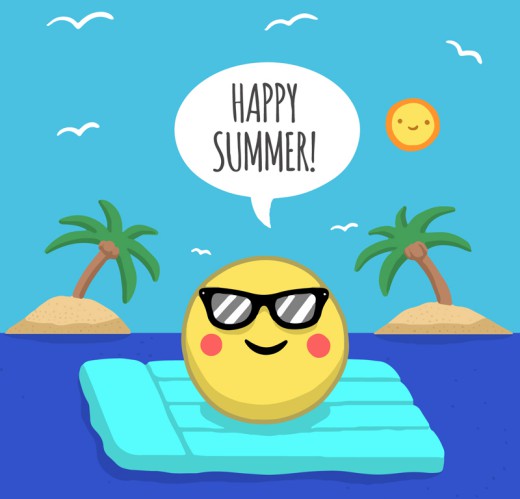 卡通海上度假的夏日太阳矢量素材16设计网精选