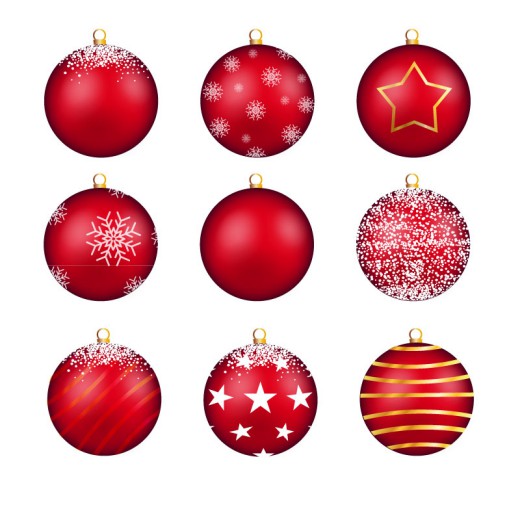 9款红色圣诞吊球设计矢量素材素材