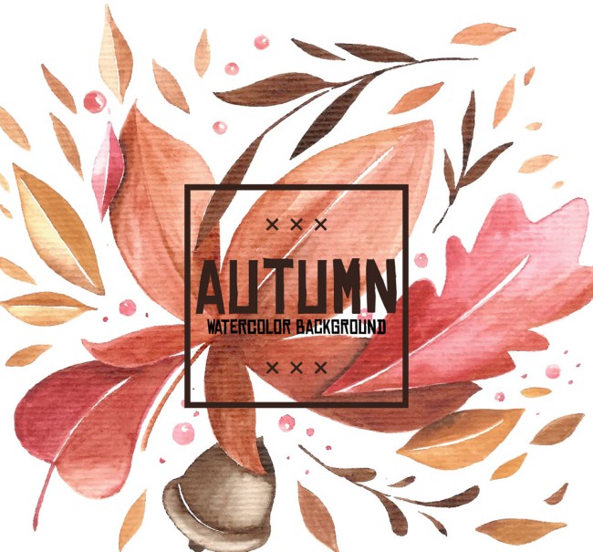 水彩绘秋季落叶矢量素材16素材网精选