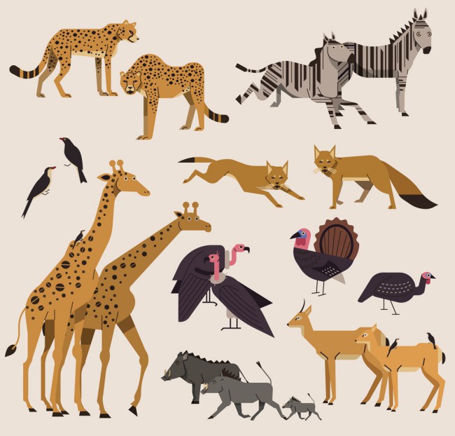 22款创意非洲野生动物矢量图素材中国网精选