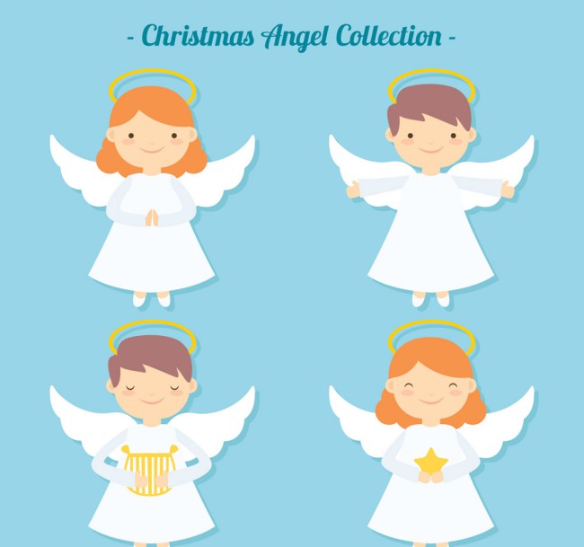 4款可爱白色圣诞天使矢量素材16设计网精选