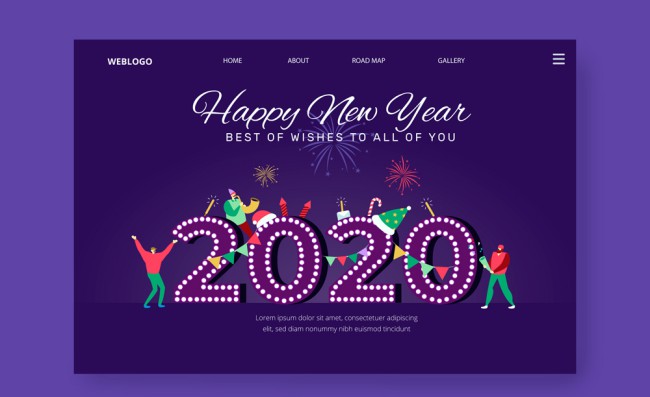 2020年新年网站登陆页矢量素材普贤居素材网精选