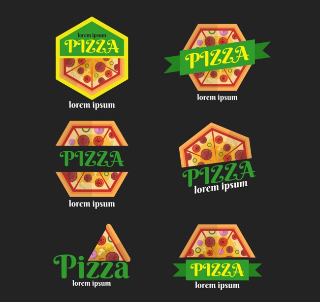 6款扁平化披萨标签设计矢量素材16图库网精选
