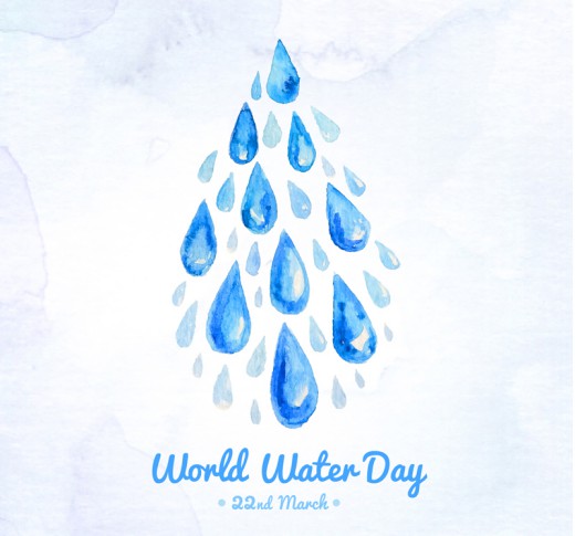水彩水滴世界水日海报矢量图16设计网精选