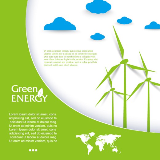卡通绿色能源背景矢量素材16设计网