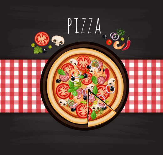 意大利披萨俯视图矢量素材16图库网精选