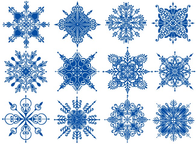 12款蓝色花纹雪花矢量素材素材中国网精选