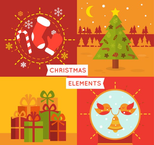4款彩色圣诞贺卡矢量素材素材中国网精选