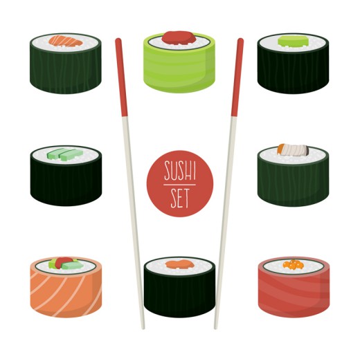 9款美味寿司卷矢量素材16设计网精选