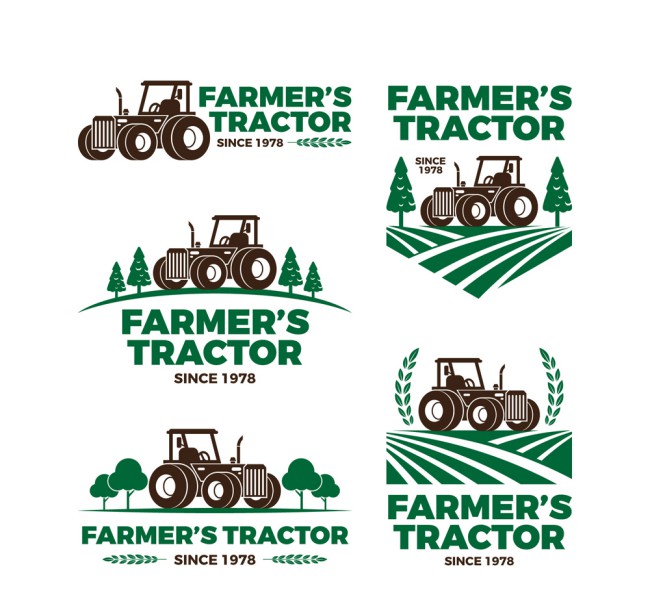 5款创意农场拖拉机标志矢量图16素材网精选
