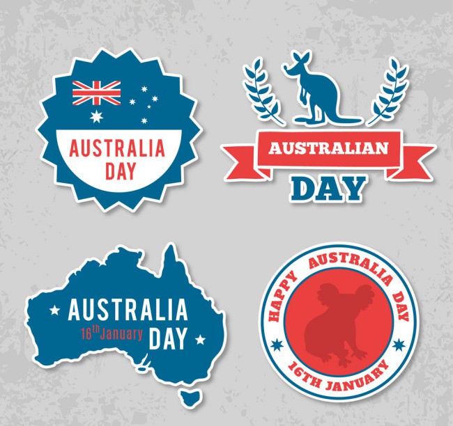 4款创意澳大利亚日标签矢量图素材天下精选