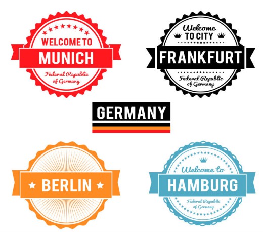 5款德国城市标签矢量素材素材天下精选