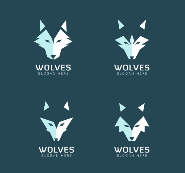 4款抽象狼头像标志矢量素材16图库网精选
