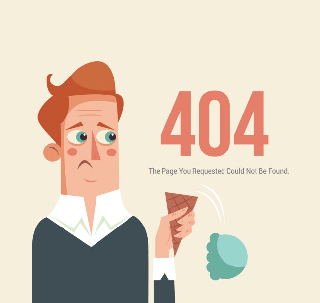 创意404错误页面弄掉冰淇淋的男子矢量图16图库网精选