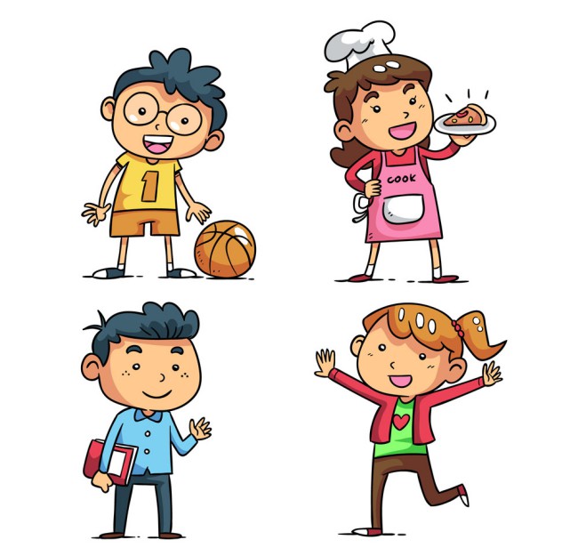4款卡通笑脸儿童矢量素材素材中国网精选