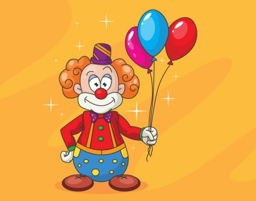 手握气球束的小丑矢量素材普贤居素材网精选
