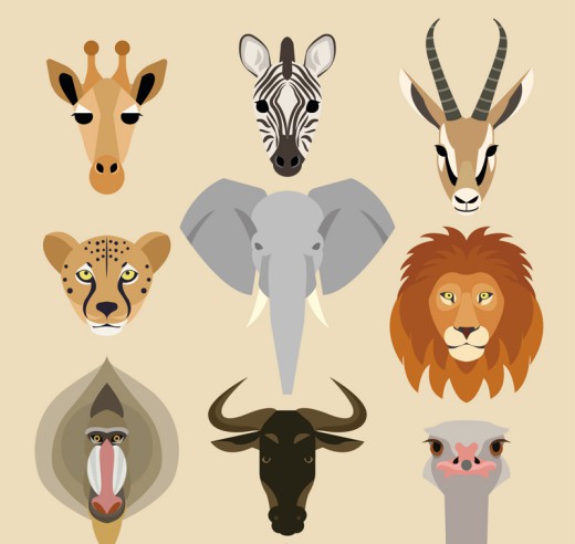 9款野生动物头像设计矢量素材素材中国网精选