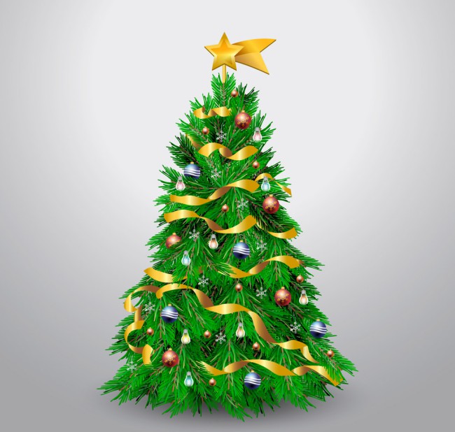 精美装饰圣诞树设计矢量素材16素材网精选