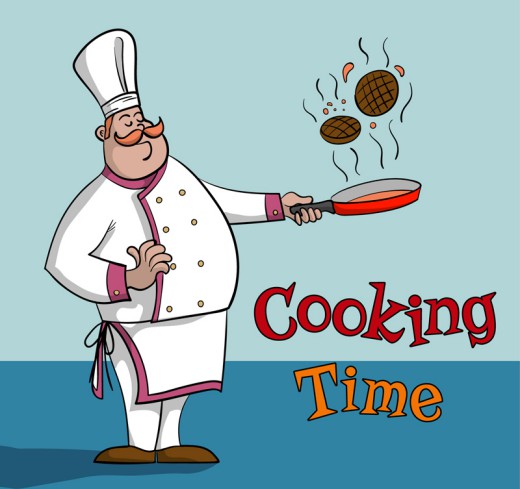 卡通烹饪中的厨师矢量素材16素材网精选
