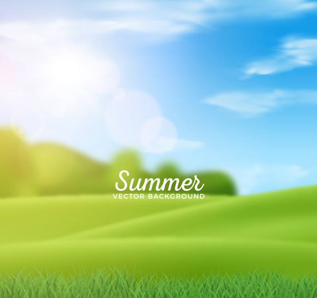 创意夏季阳光下的草地模糊风景矢量图普贤居素材网精选
