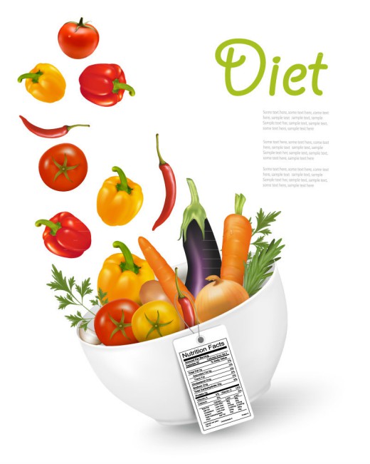 健康饮食所需的新鲜蔬菜矢量素材素