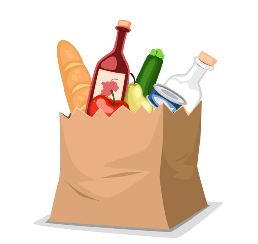 购物纸袋里的食物矢量素材素材天下