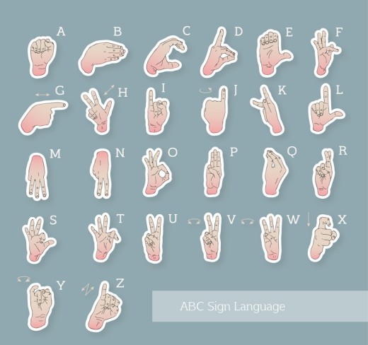 26个手语手势字母贴纸矢量素材素材中国网精选