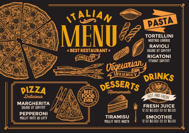 创意意大利餐馆菜单矢量素材16素材网精选