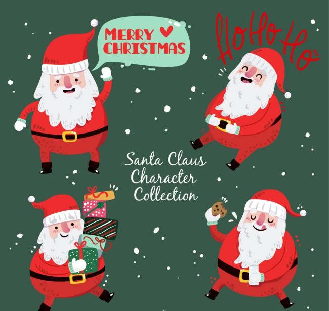 4款可爱彩绘圣诞老人集合矢量素材16图库网精选