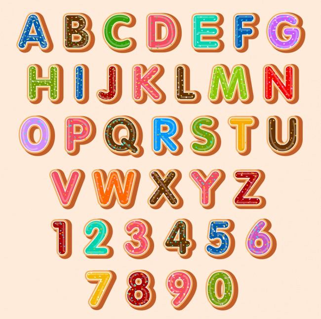 26款彩色饼干字母和10款数字矢量图16素材网精选