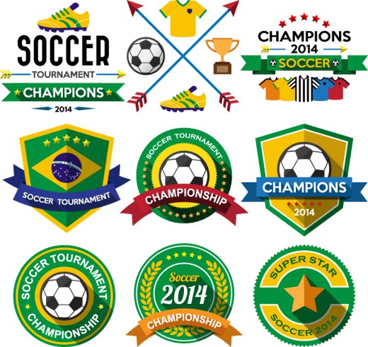 9款巴西世界杯元素标签矢量素材16设计网精选