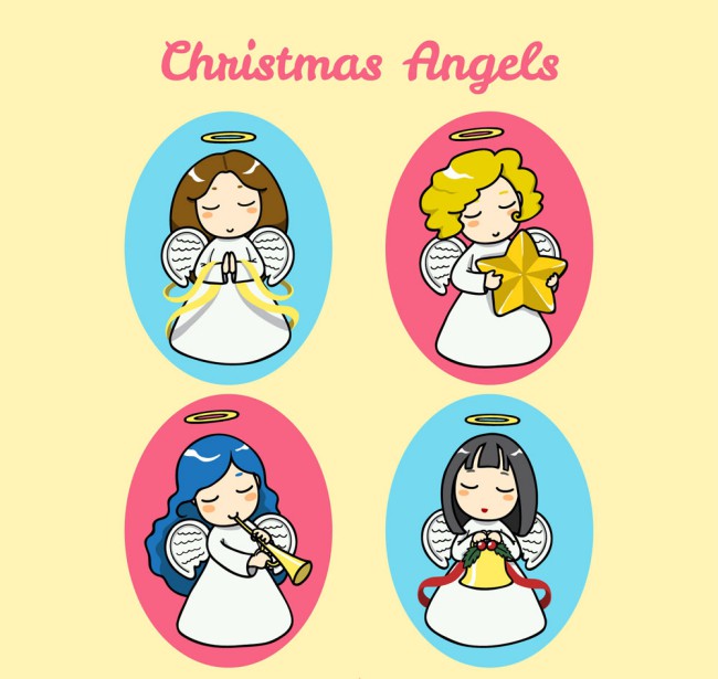 4款可爱的圣诞天使矢量素材16图库网精选