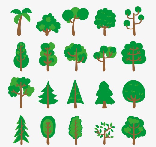 20款绿色树木设计矢量素材16素材网精选