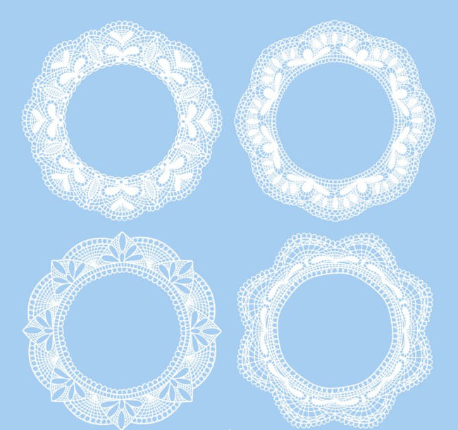 4款白色蕾丝花纹圆环矢量素材素材中国网精选