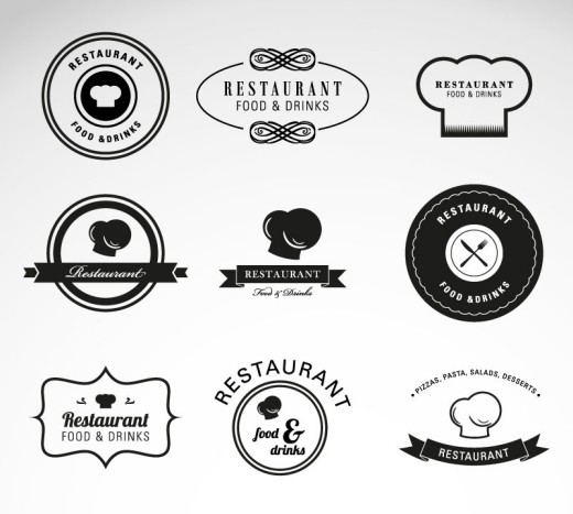 9款创意餐厅标签元素矢量素材素材