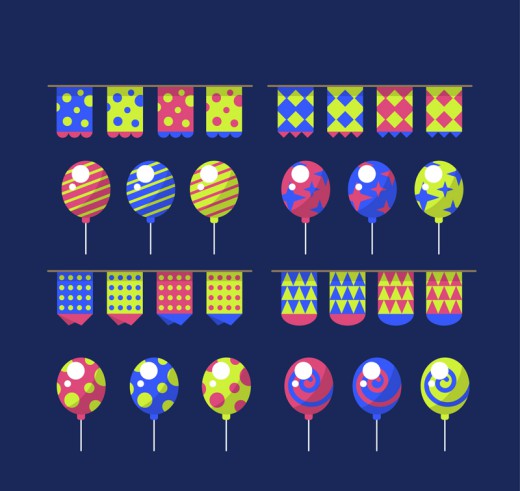 16款彩色拉旗和气球矢量素材16素材网精选