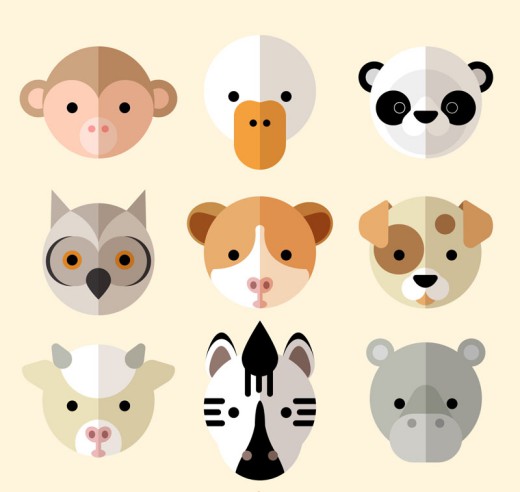9款可爱动物圆形头像矢量素材16图库网精选
