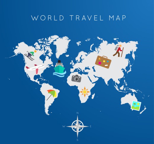环球旅行地图矢量素材16设计网精选