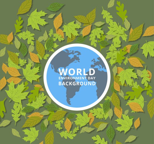 世界环境日绿色树叶贺卡矢量素材16素材网精选