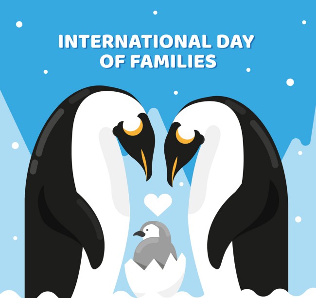 可爱国际家庭日企鹅三口之家矢量图16设计网精选