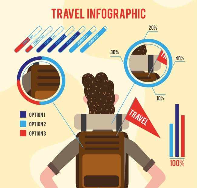 创意背包客男子背影旅行信息图矢量素材16设计网精选