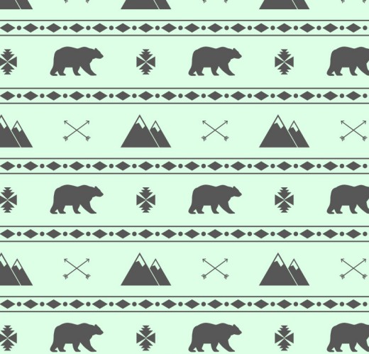 创意熊和山无缝背景矢量素材16素材网精选
