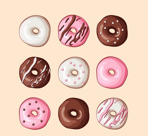 9款美味甜甜圈矢量素材16设计网精选