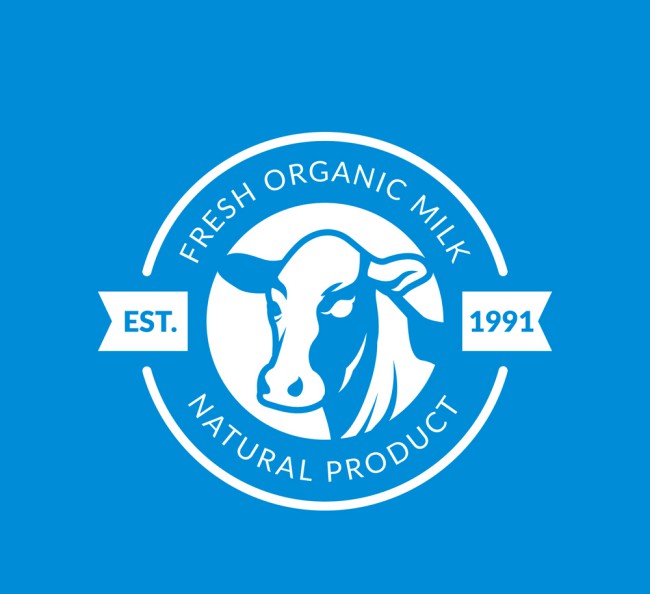 创意奶牛新鲜奶产品标志矢量图普贤居素材网精选