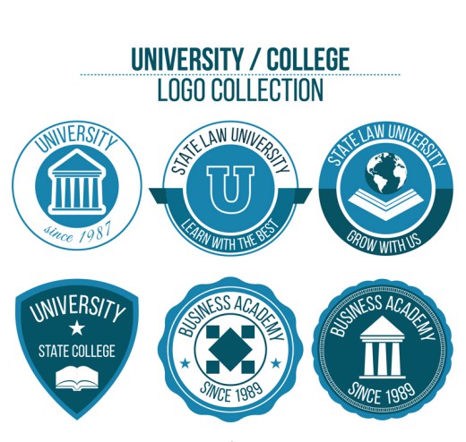 6款蓝色大学标志矢量素材16素材网精选