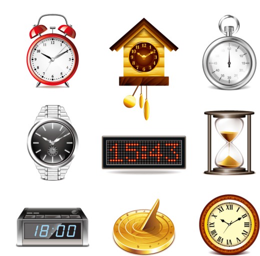 9款精美时钟与计时图标矢量素材素